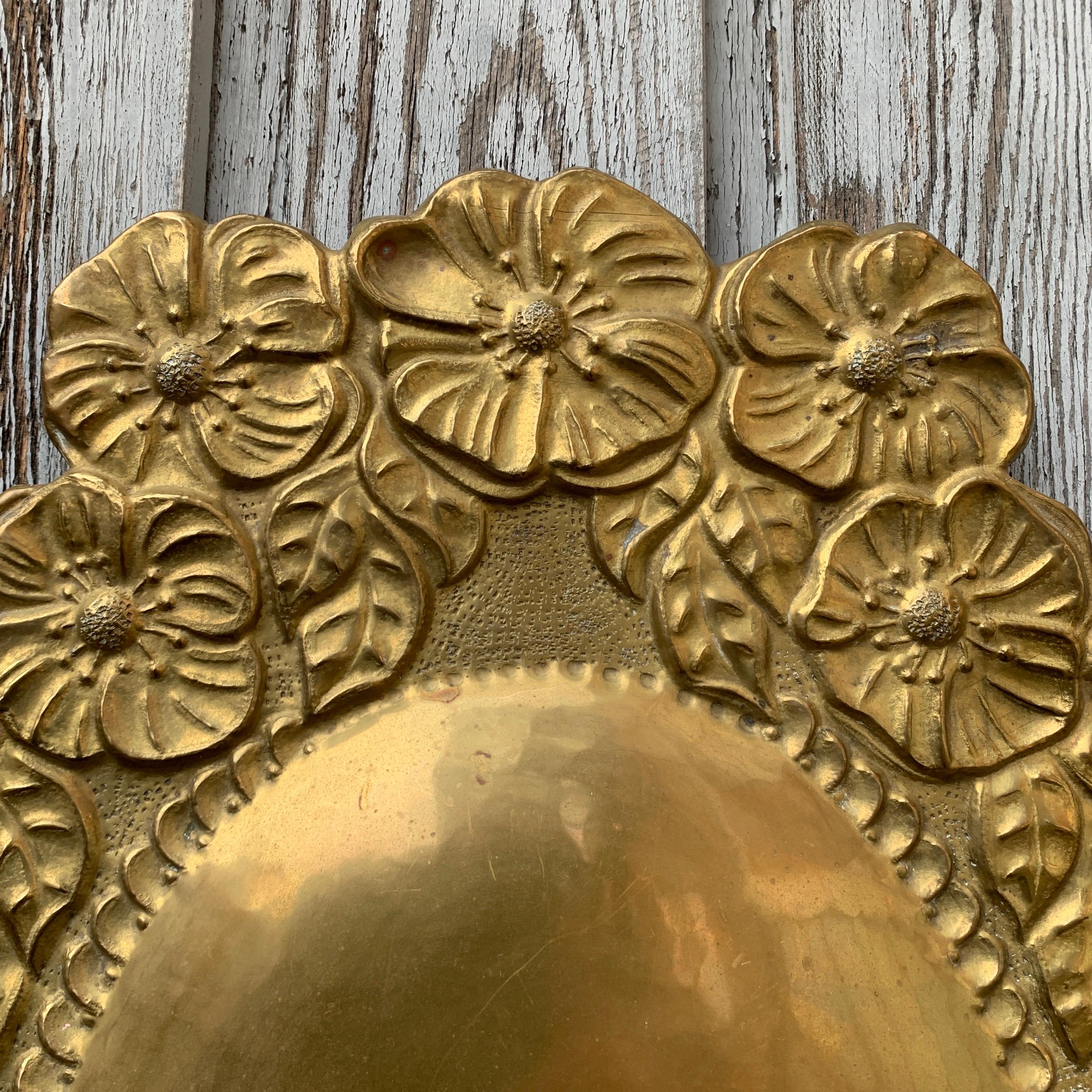 Pair Art Nouveau Brass Wall Sconces For Sale 2