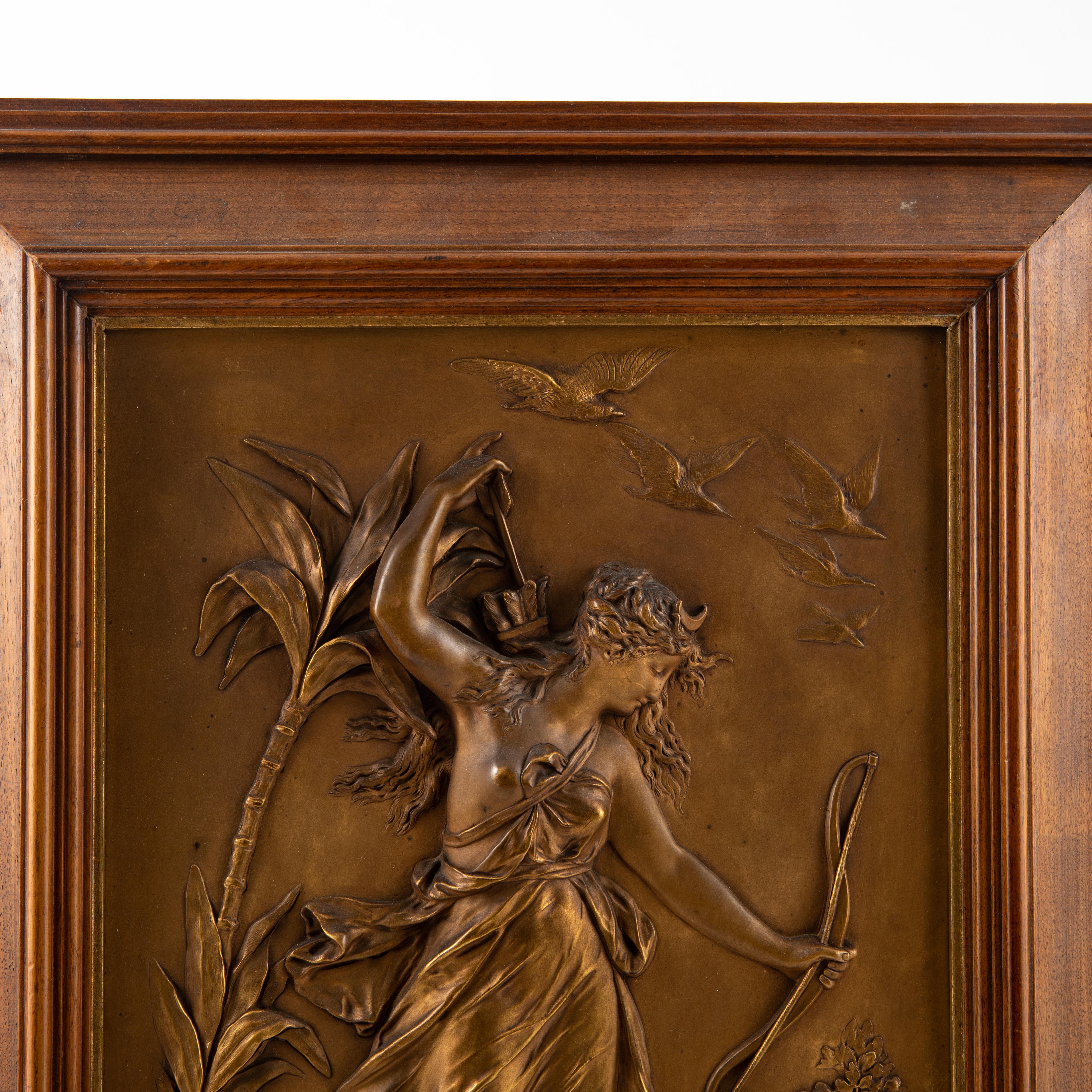 Coppia di placche da parete in rilievo in bronzo Art Nouveau in vendita 4