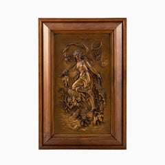 Paar Jugendstil Bronze Relief Wandtafeln
