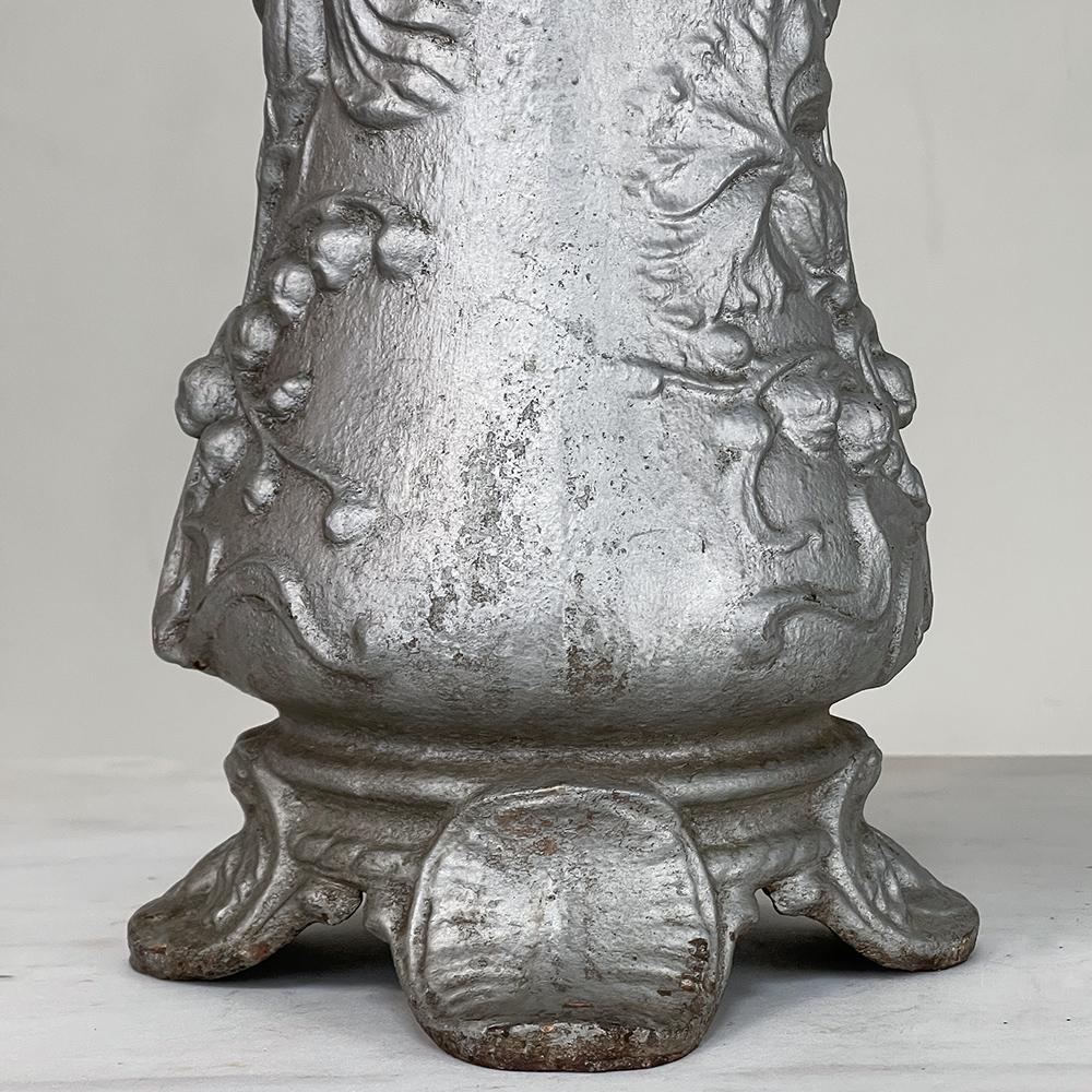 Pair Art Nouveau Cast Iron Painted Jardinieres ~ Urns For Sale 5