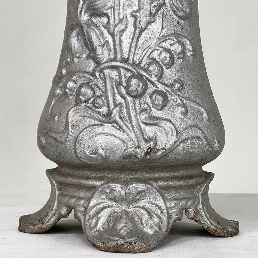 Pair Art Nouveau Cast Iron Painted Jardinieres ~ Urns For Sale 3