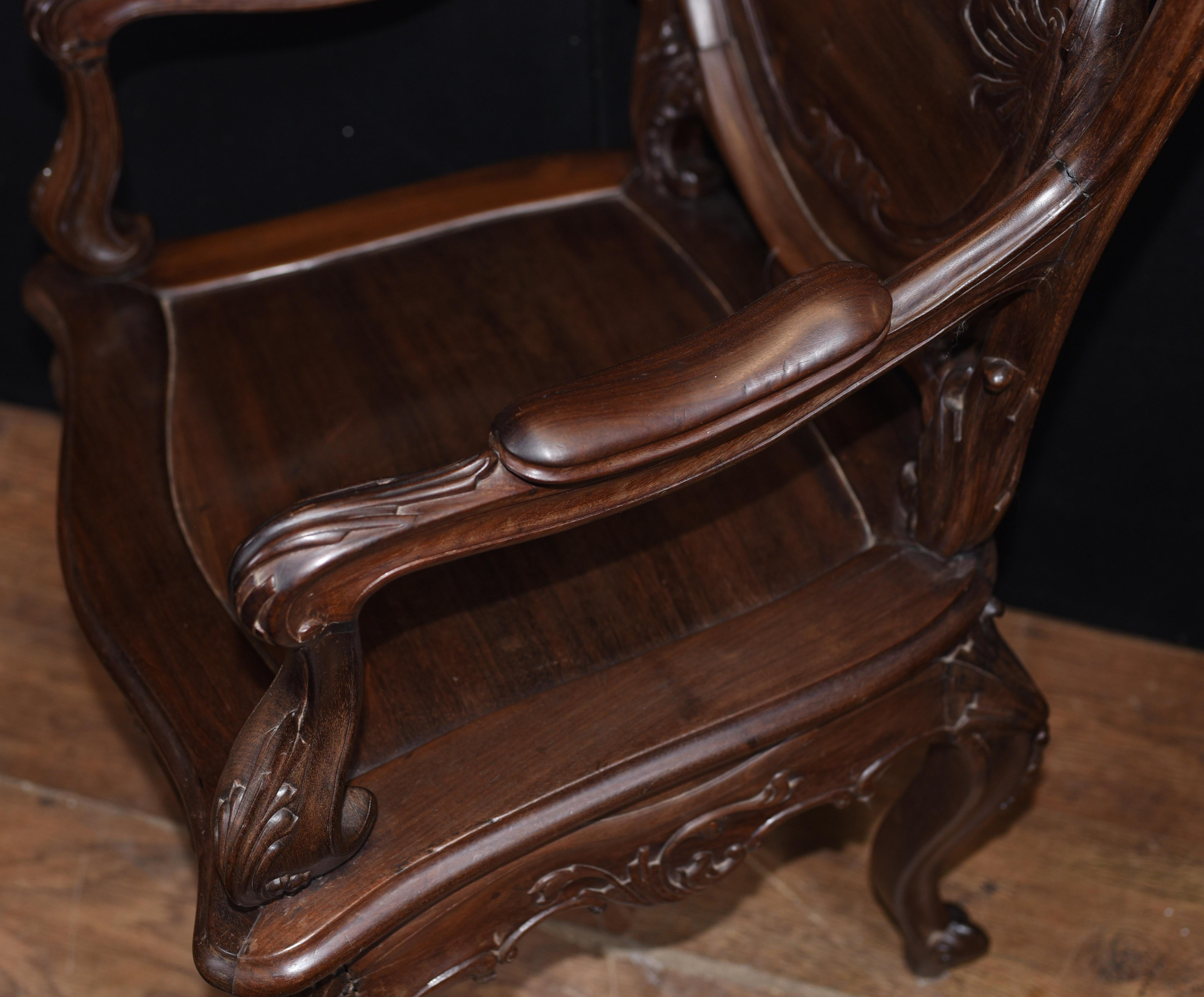 Hardwood Pair Art Nouveau French Hard Wood Arm Chairs For Sale