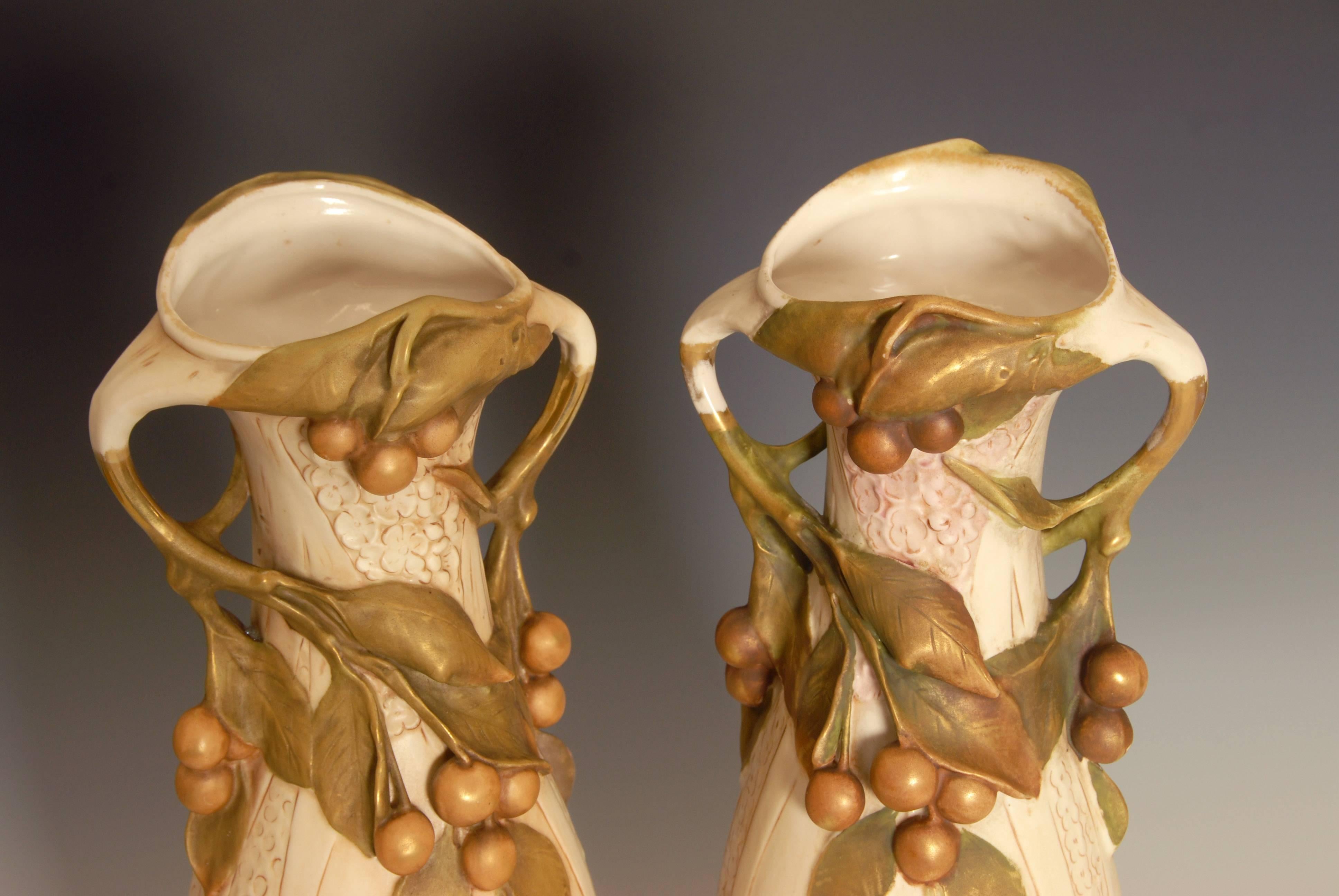 Pair of Art Nouveau Royal Dux Vases In Good Condition For Sale In Brighton, GB