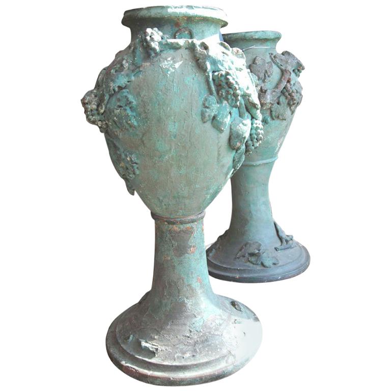 Pair Art Nouveau Terrecotta Pots For Sale