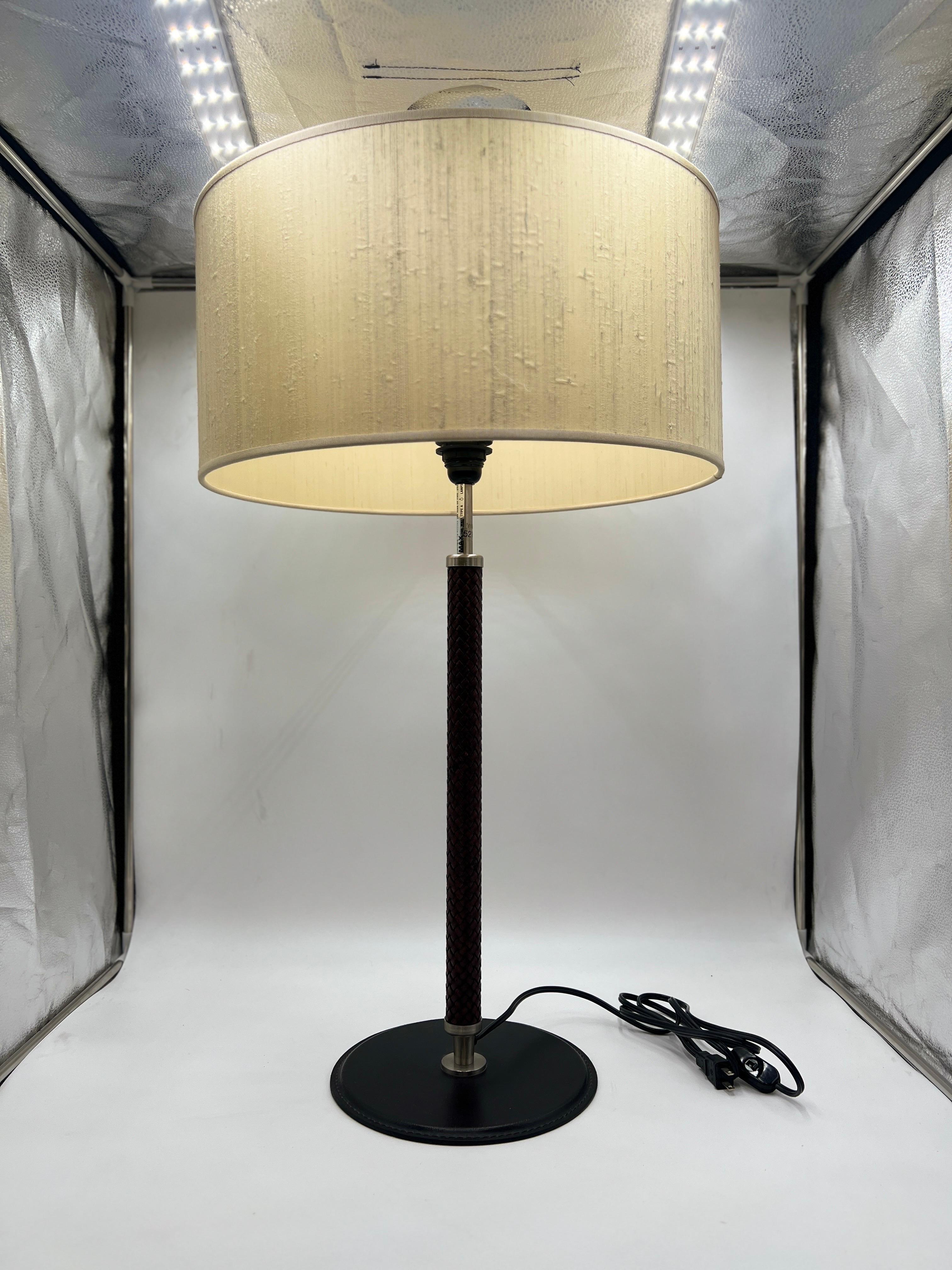 Pair, Arte Flash for Natuzzi “Ludovica” Leather Wrapped Table Lamps. Hollywood For Sale 3