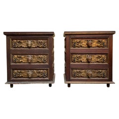 Pair of Artes De Mexico 1960s Handcrafted Nightstand Cabinets