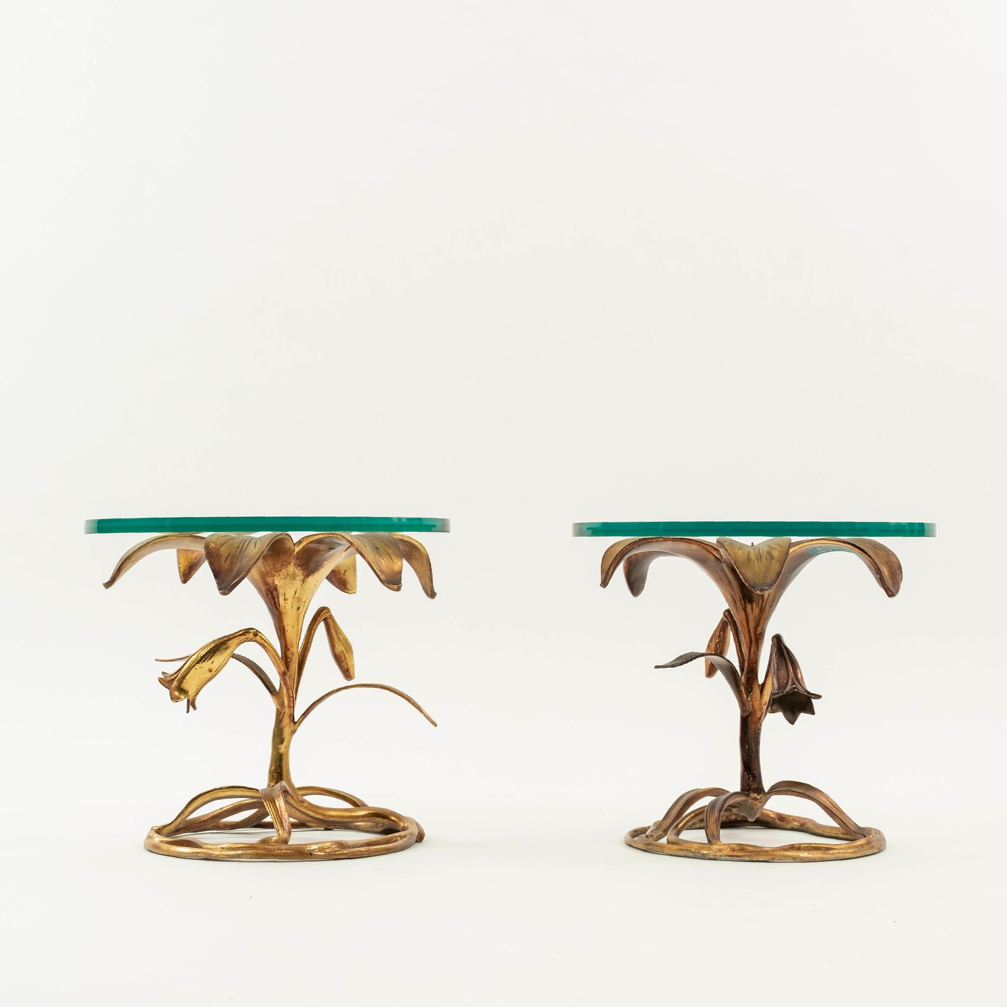 Gilt Pair Arthur Court Gilded Lily Occassional Tables
