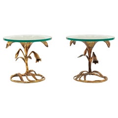 Pair Arthur Court Gilded Lily Occassional Tables
