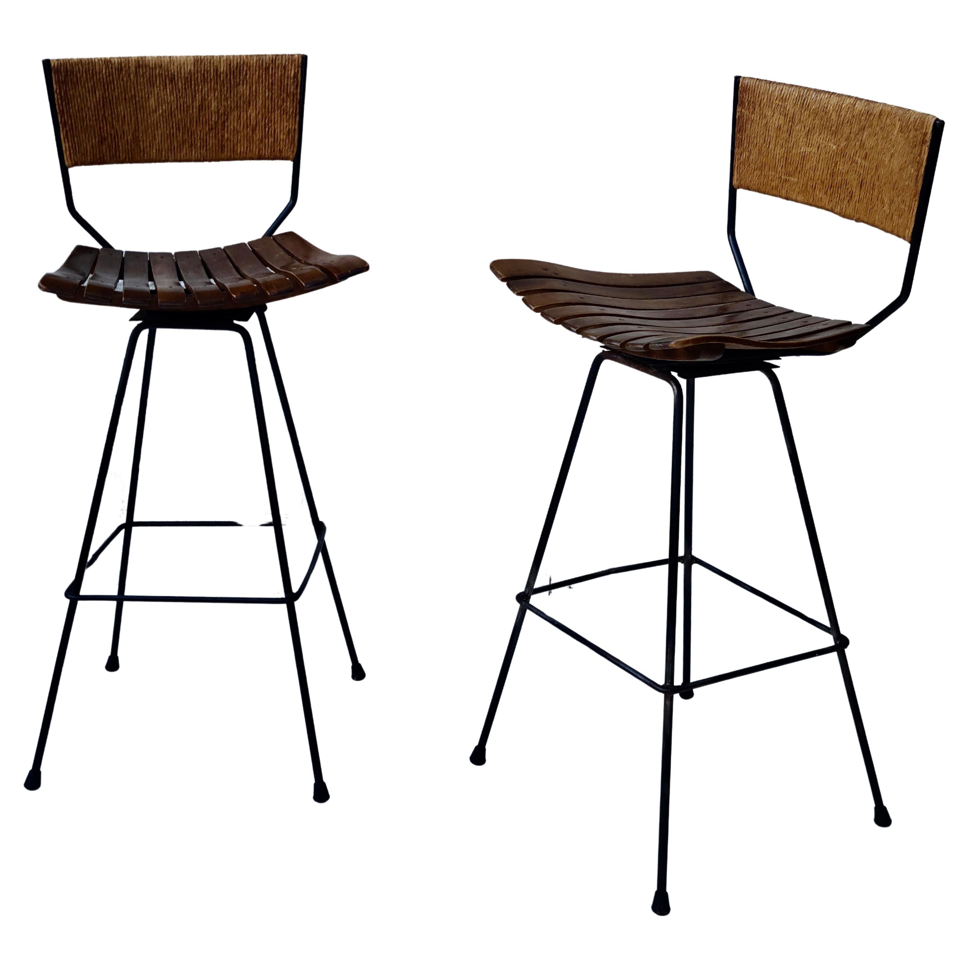 Pair Arthur Umanoff rotating Bar Stools 5