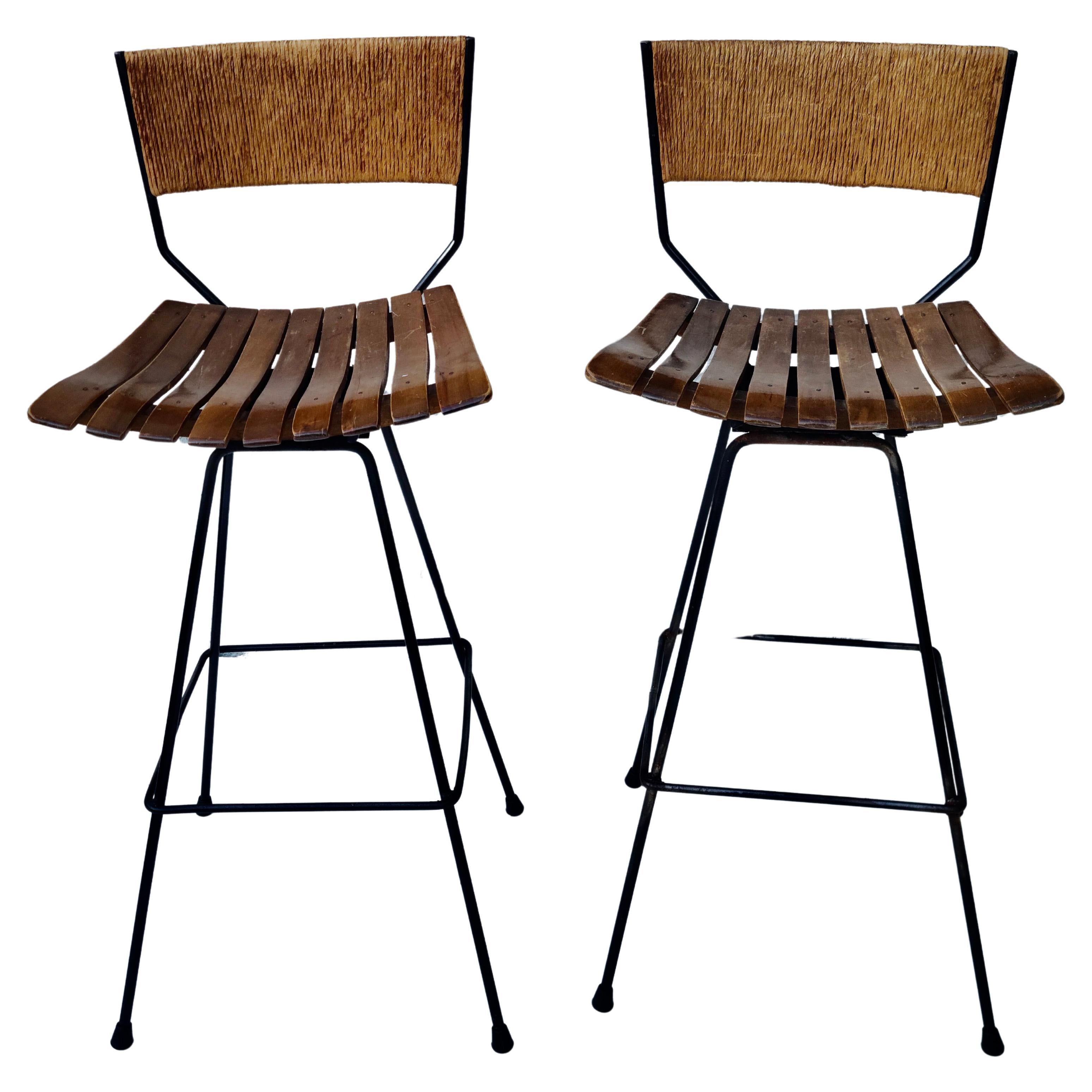 Pair Arthur Umanoff rotating Bar Stools 6
