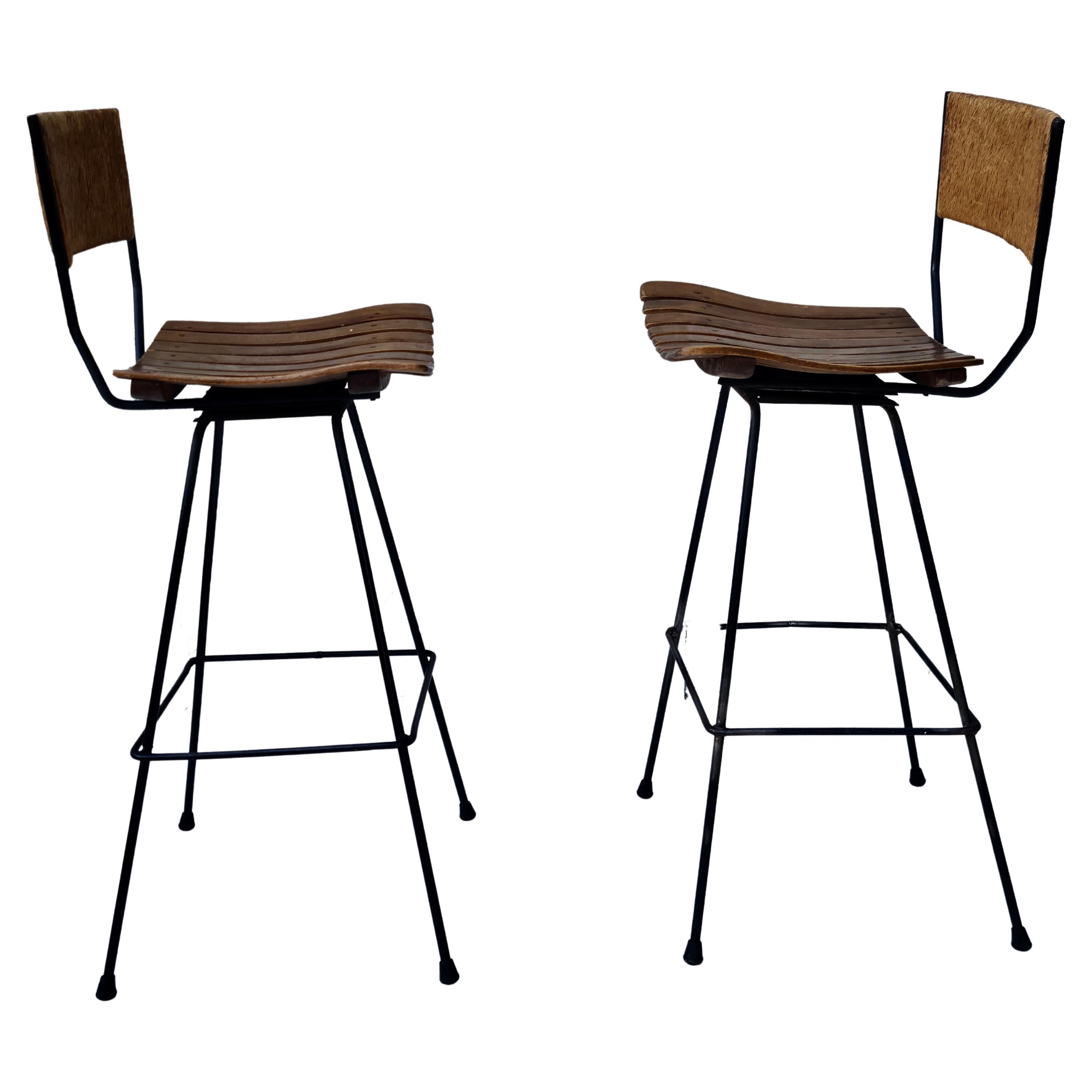 Pair Arthur Umanoff rotating Bar Stools 2