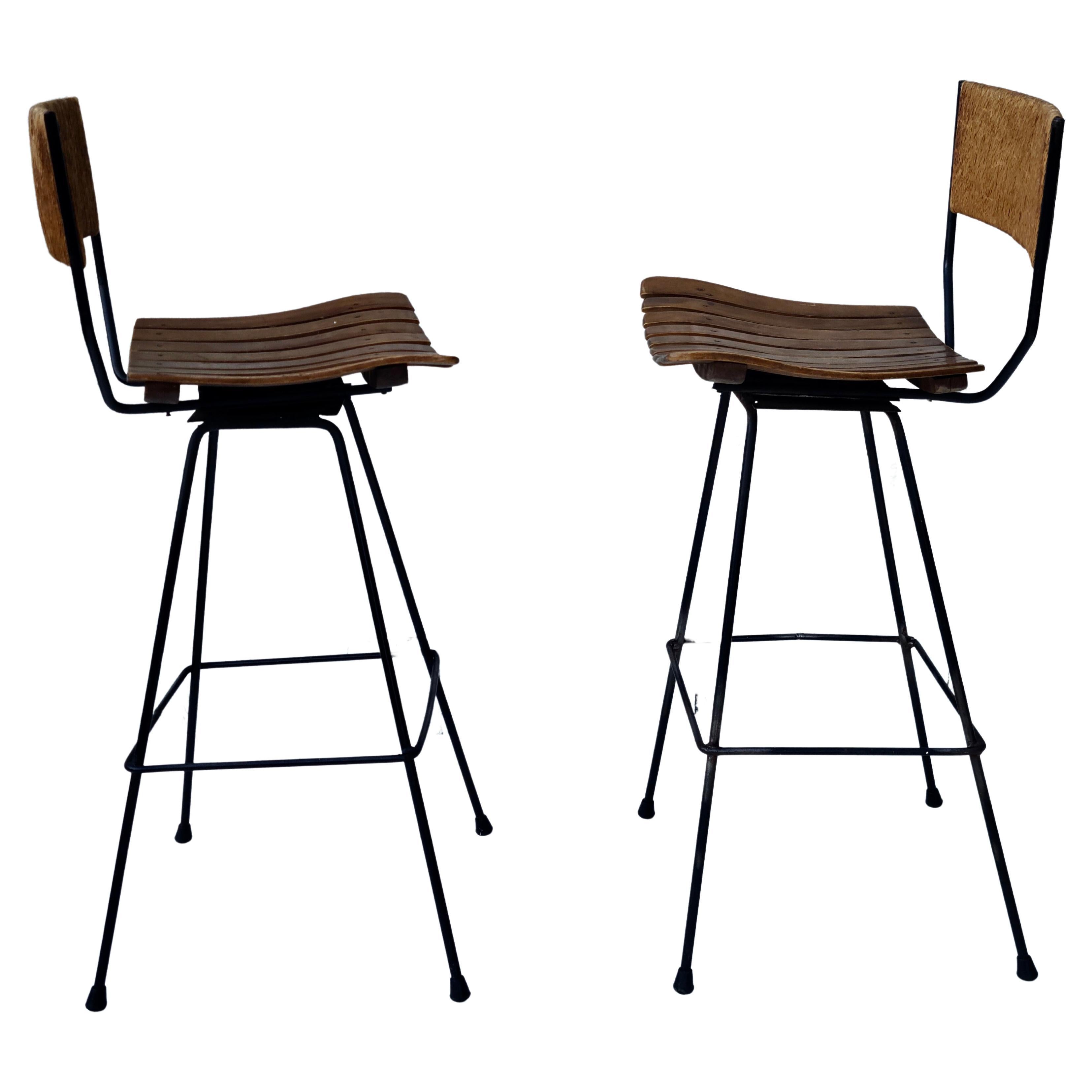 Pair Arthur Umanoff rotating Bar Stools 3