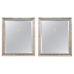 Pair Artisan Crafted Mirrors with Sunburst Accents & Fluted Frames