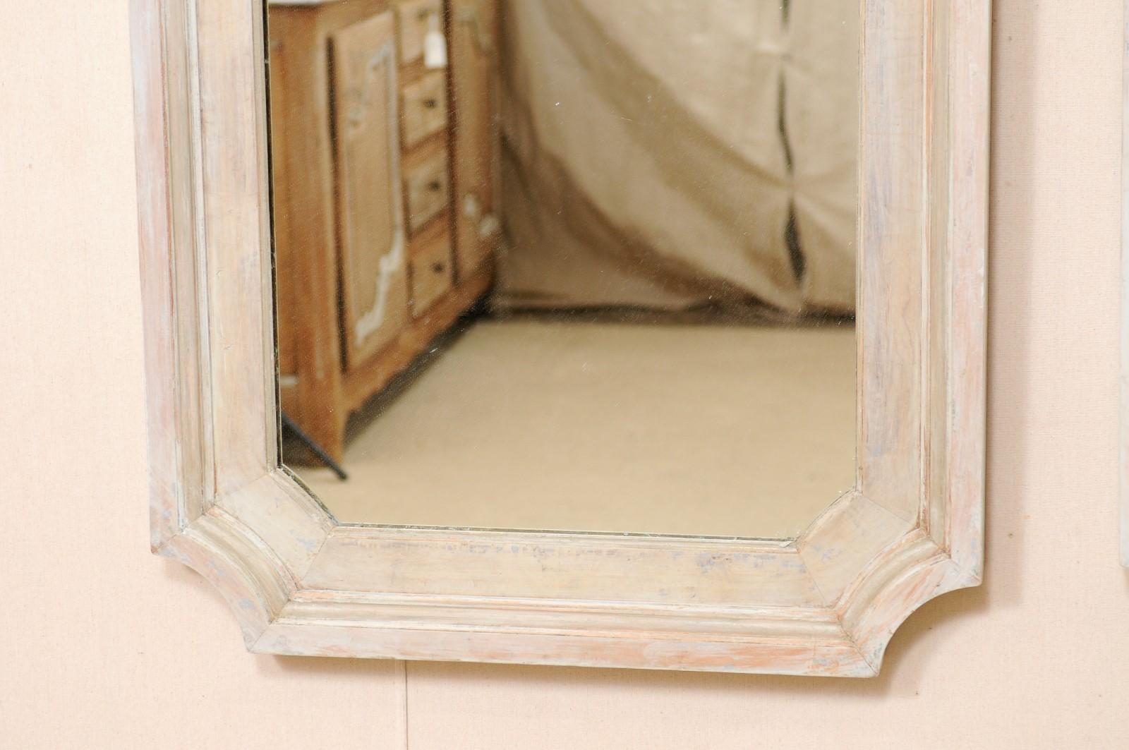 Hand-Painted Artisan-Made Tall Wood Mirrors with Verre Églomisé Sunburst Center Accent, Pair