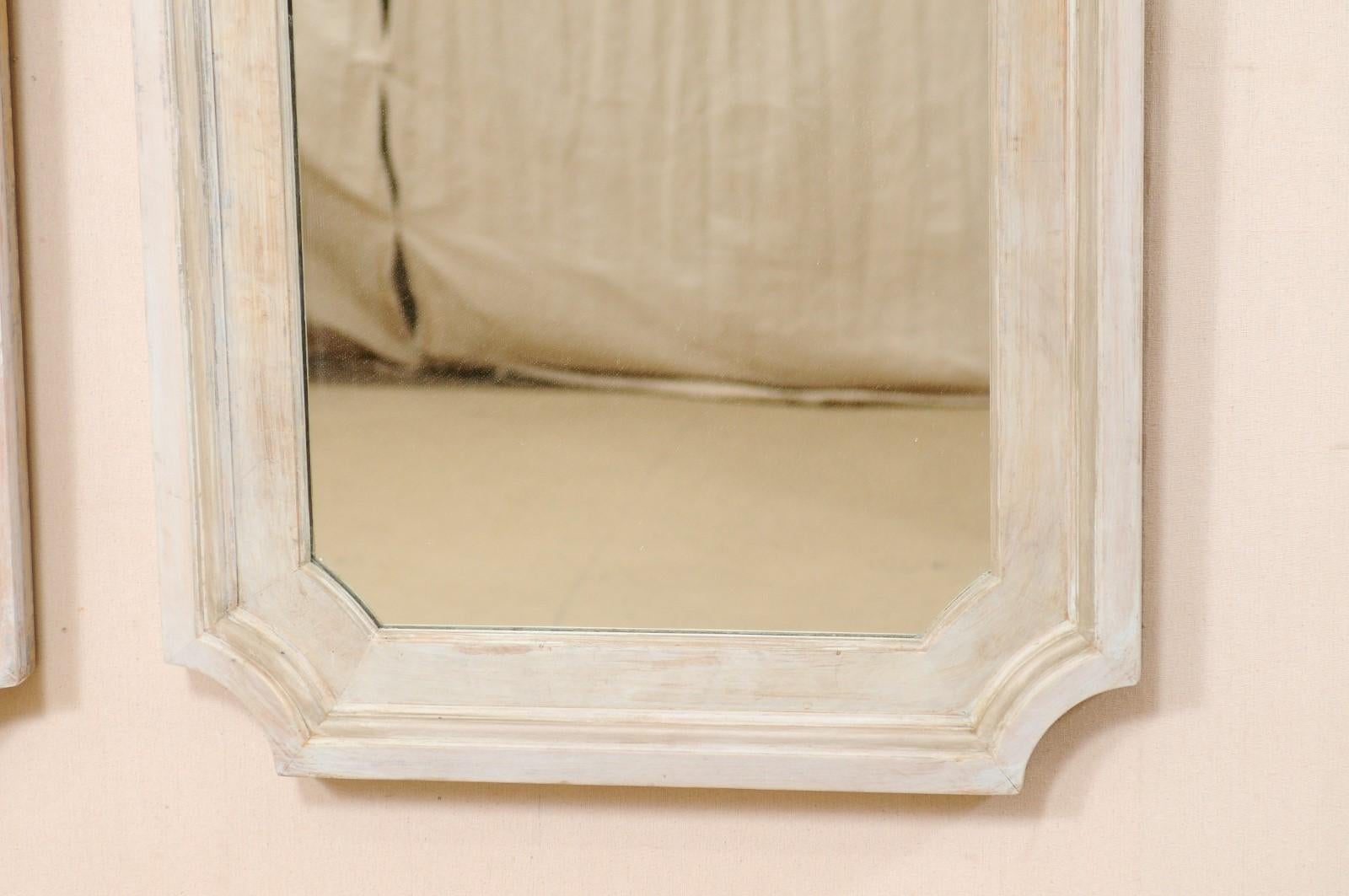 Contemporary Artisan-Made Tall Wood Mirrors with Verre Églomisé Sunburst Center Accent, Pair
