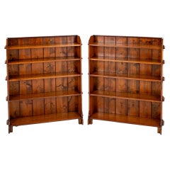 Pair Arts and Crafts Bookcases Open Front Oak