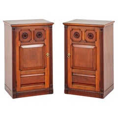 Antique Pair Arts and Crafts Cabinets Mahogany Nightstands 1900