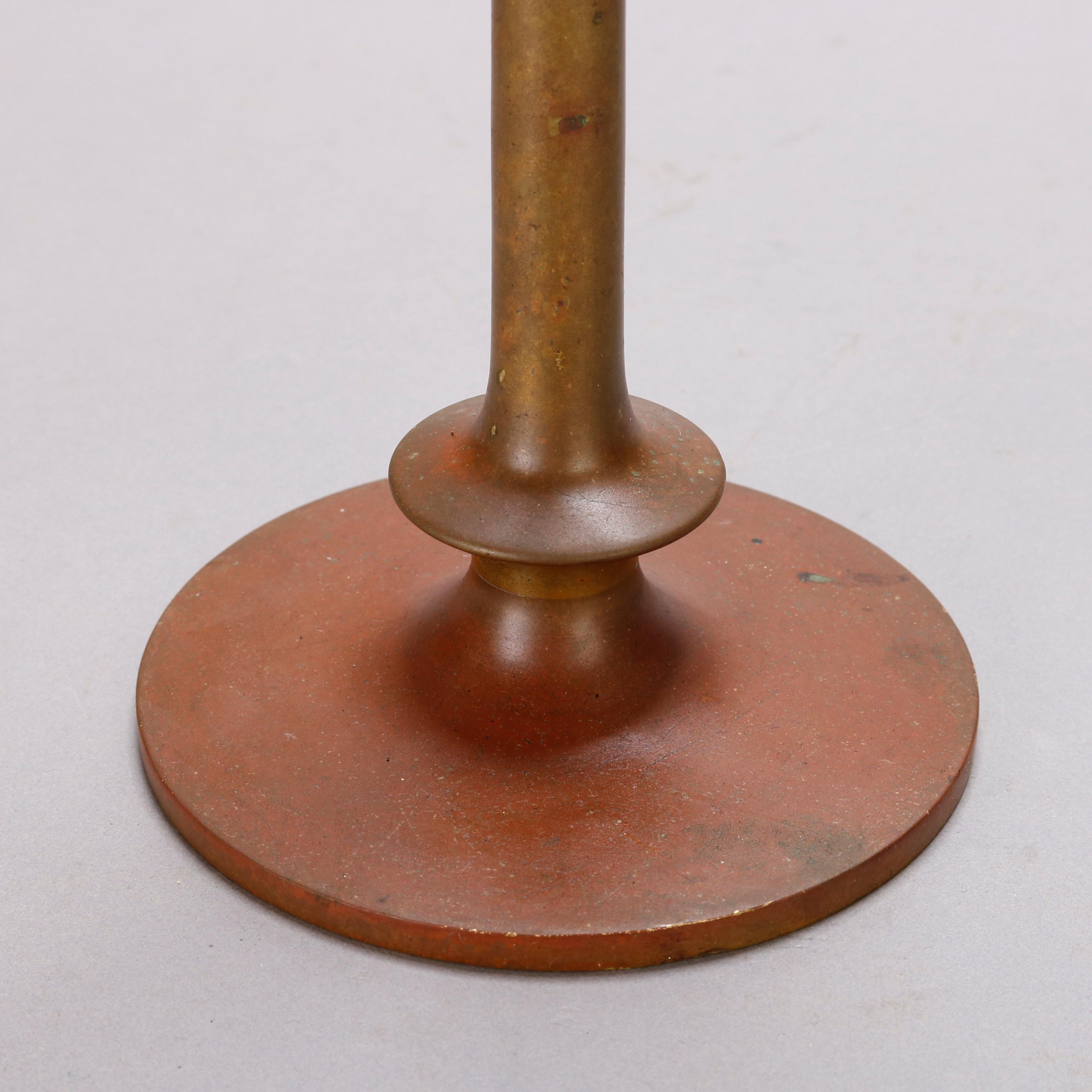 American Pair of Arts & Crafts Bronze Jarvie School Mission Style Candlesticks