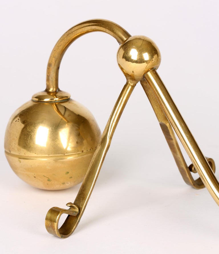 Pair Arts and Crafts Counter Balanced Brass Piano Candlesticks For Sale