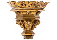 Pair of Arts & Crafts Period Neo-Gothic Style Gilt Bronze Candlesticks