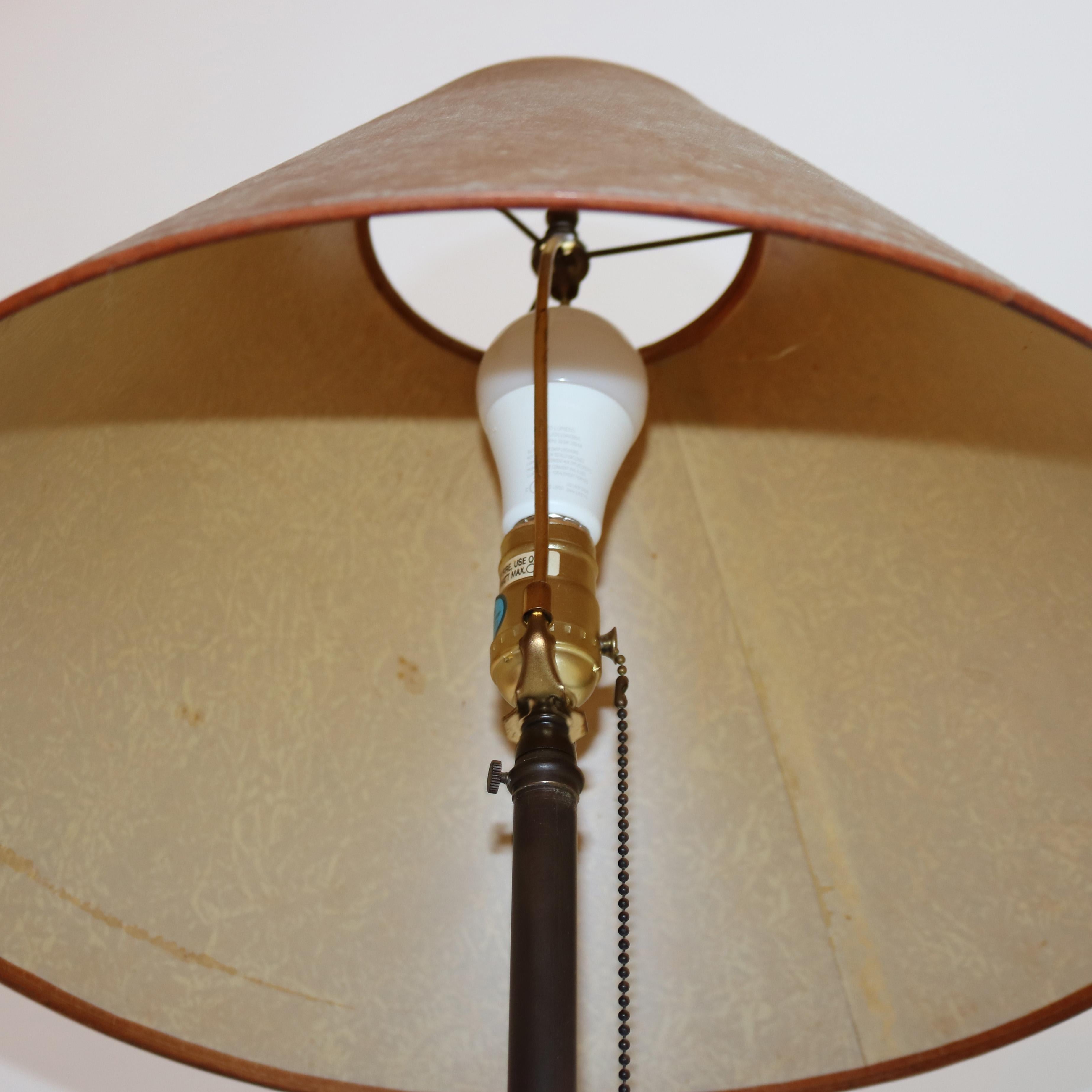 American Pair Arts & Crafts Tall Retractable Copper Single Socket Table Lamps & Shades