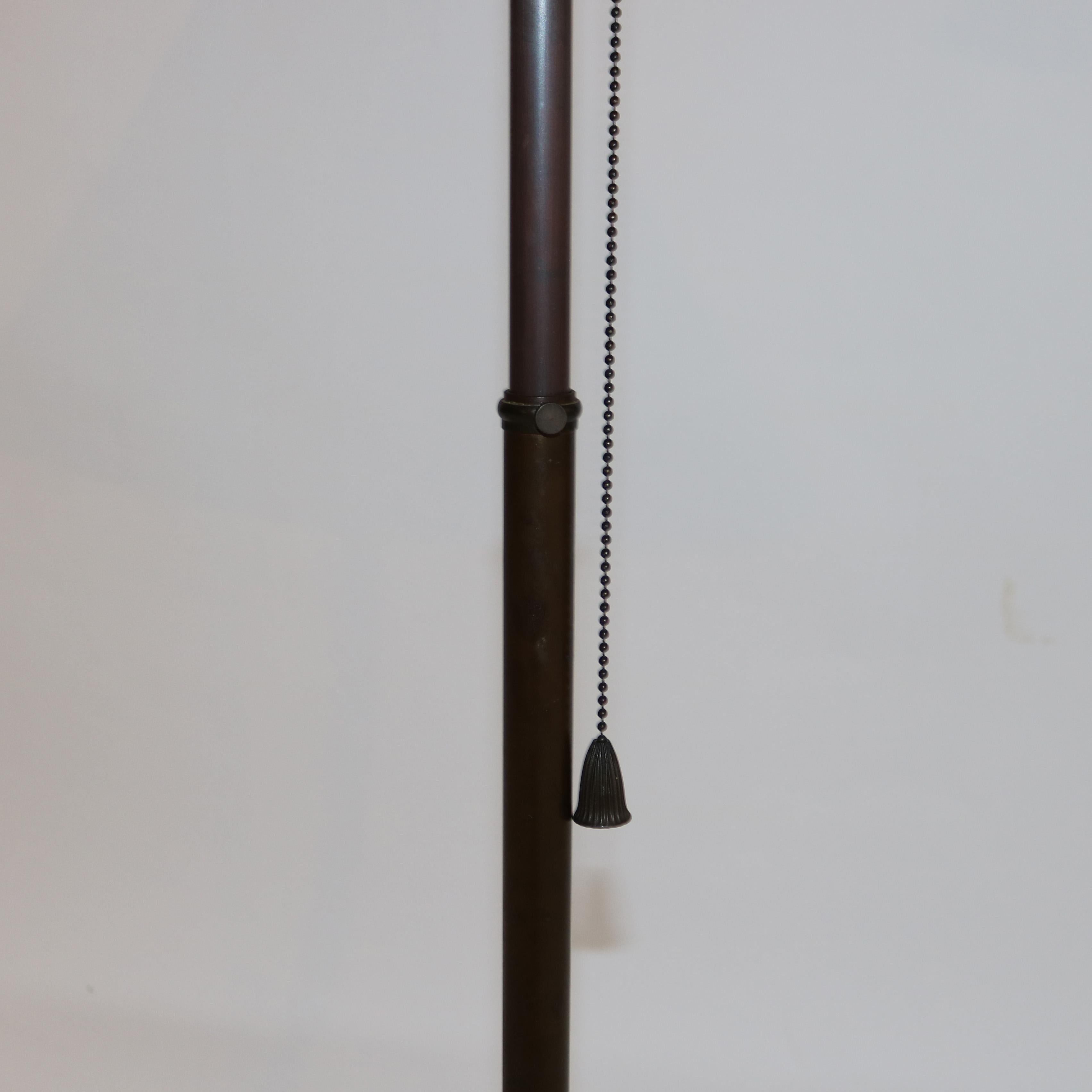 Pair Arts & Crafts Tall Retractable Copper Single Socket Table Lamps & Shades 1
