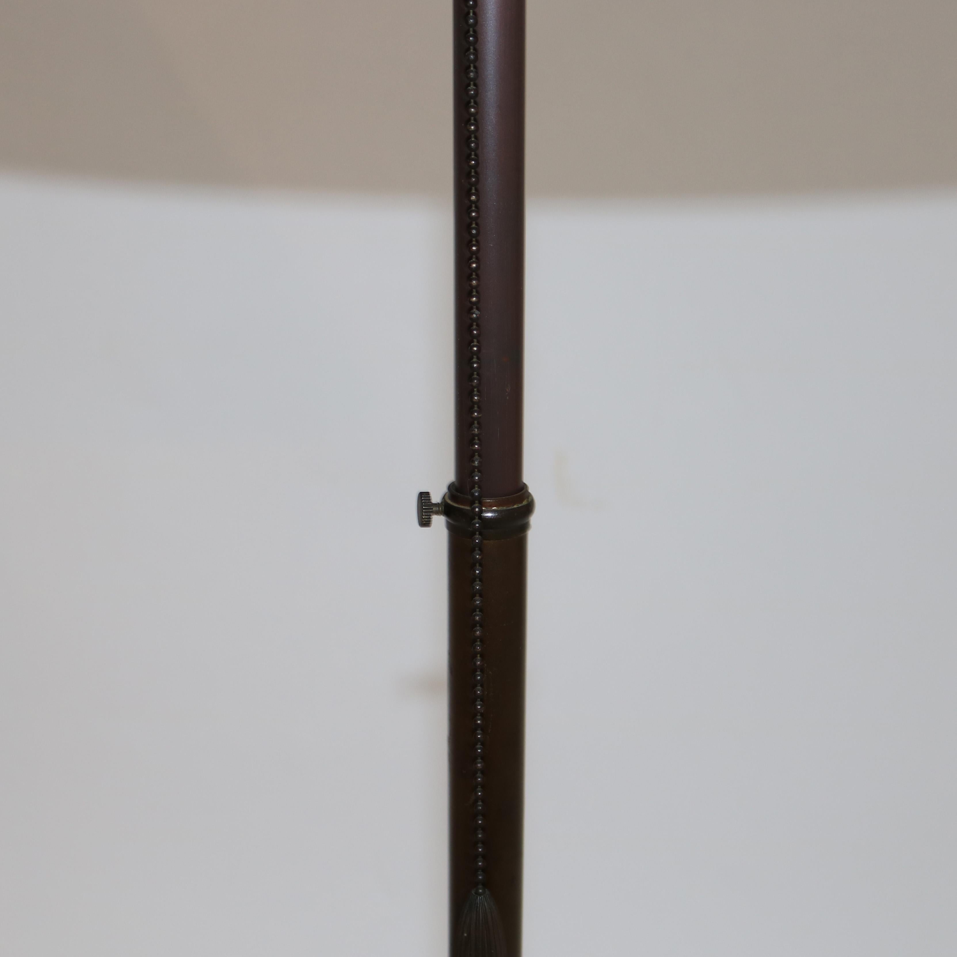 Pair Arts & Crafts Tall Retractable Copper Single Socket Table Lamps & Shades 2