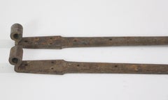 Pair Arts & Crafts Wrought Iron Door Strap Hinges