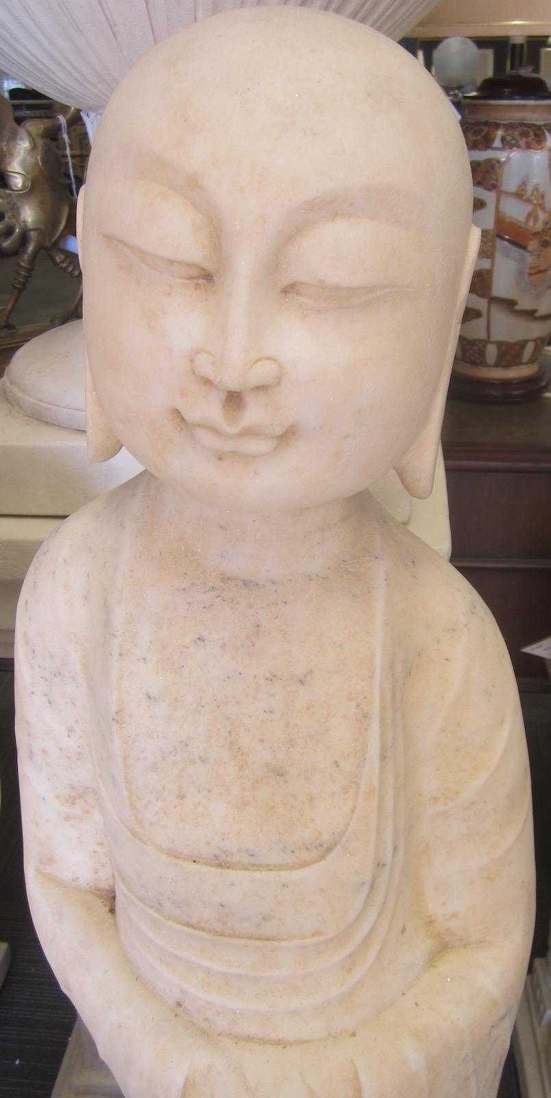 Pair of Asian Marble Statues In Fair Condition For Sale In Paradise Point, Queensland