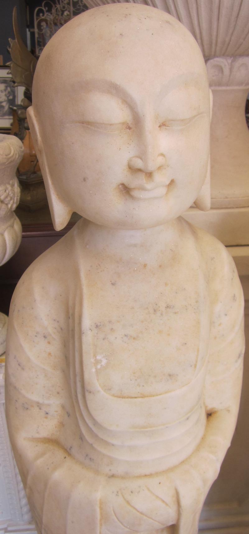 Late 20th Century Pair of Asian Marble Statues For Sale