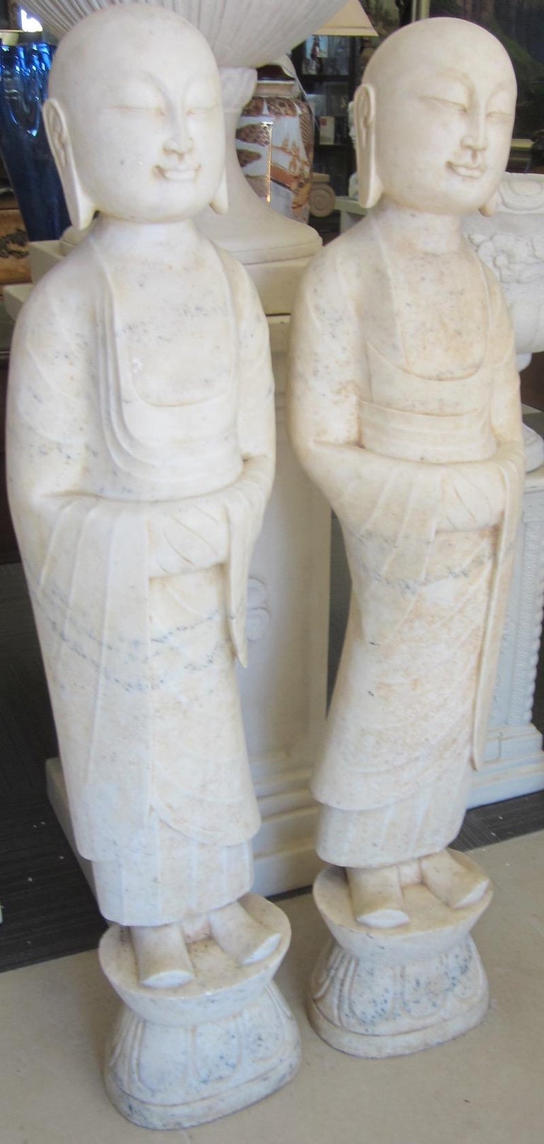 Pair of Asian Marble Statues For Sale at 1stDibs asian statues