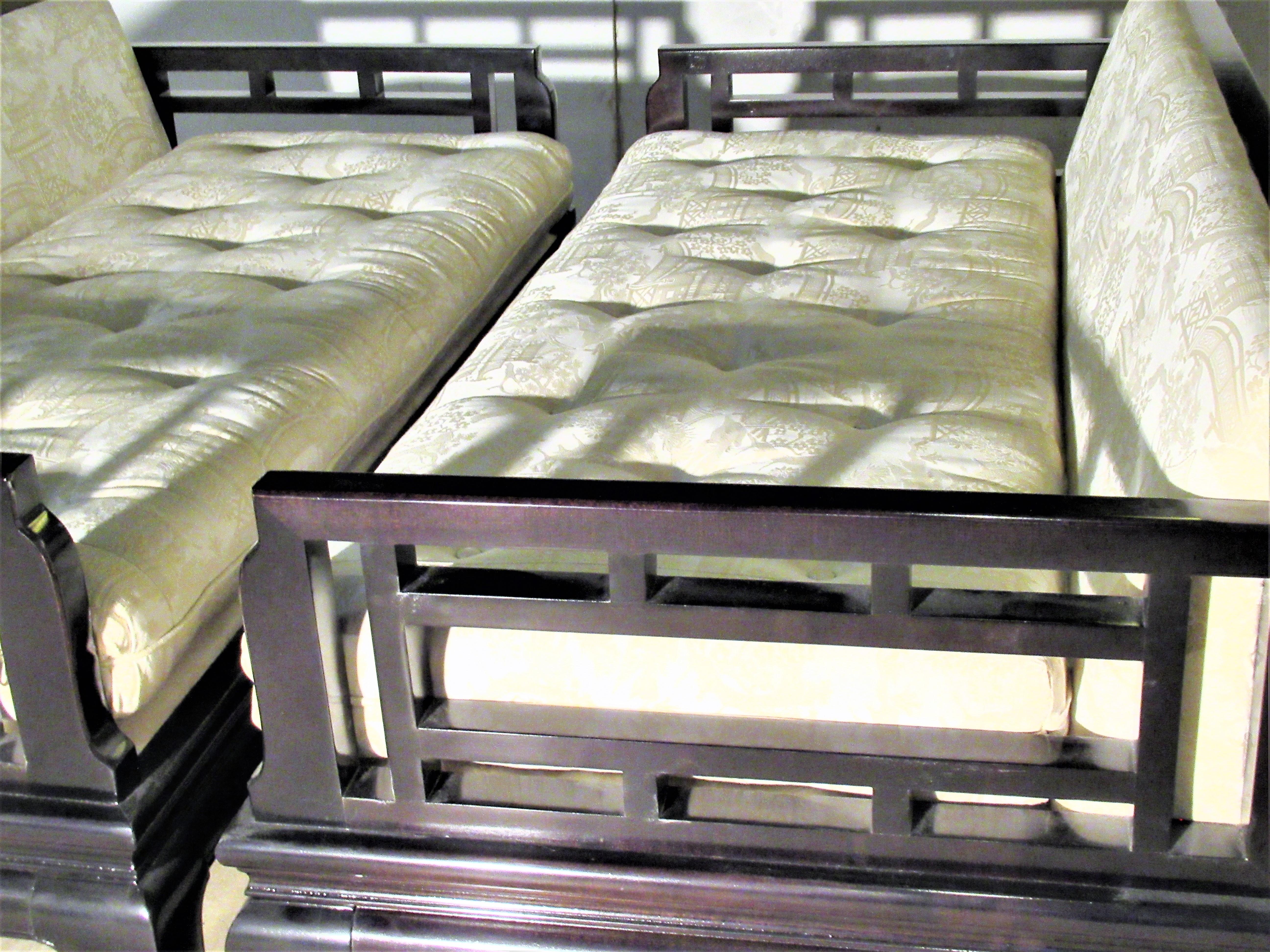 Pair of Asian Modern Ebonized Sofas 10