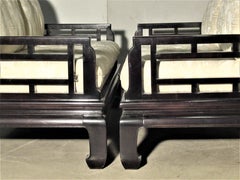 Pair of Asian Modern Ebonized Sofas