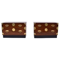 Henredon Asian Modern Mahogany Campaign Chests