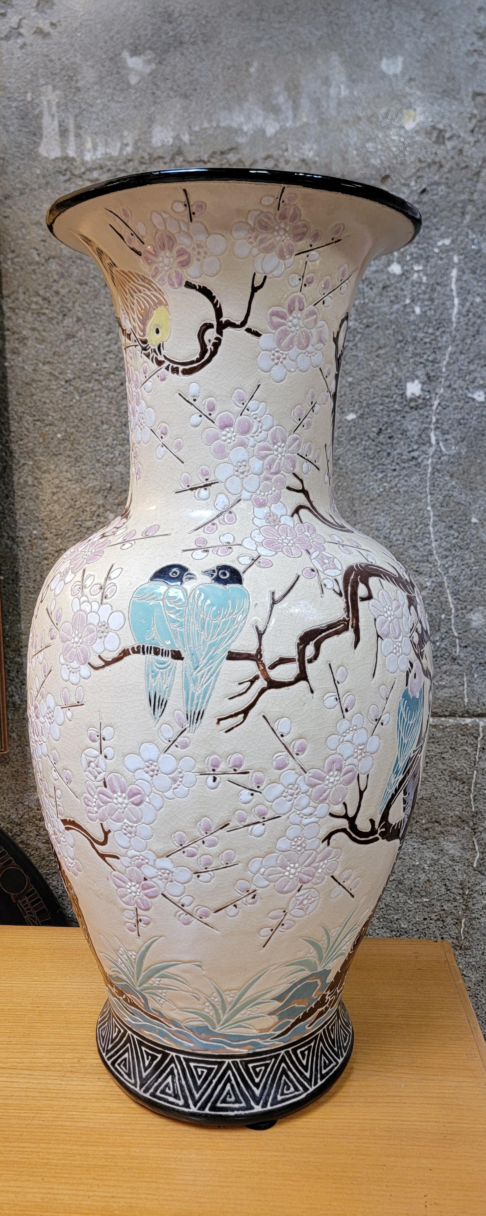 Esportazione cinese Coppia di giardinieri asiatici da terra in ceramica Uccelli