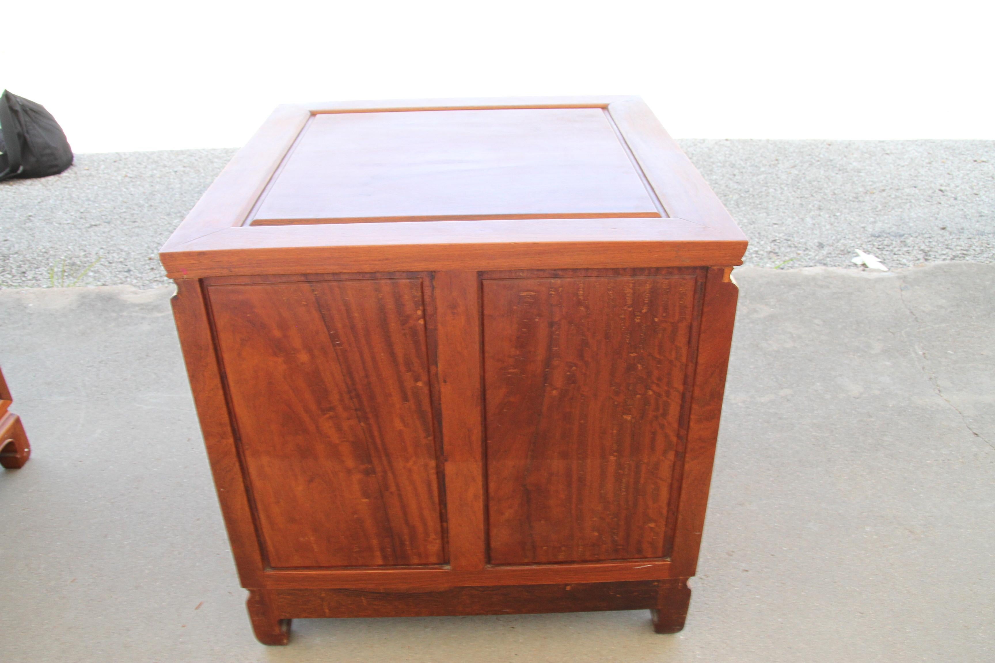 Pair Asian Rosewood Chinosarie Nightstands Side Tables For Sale 4