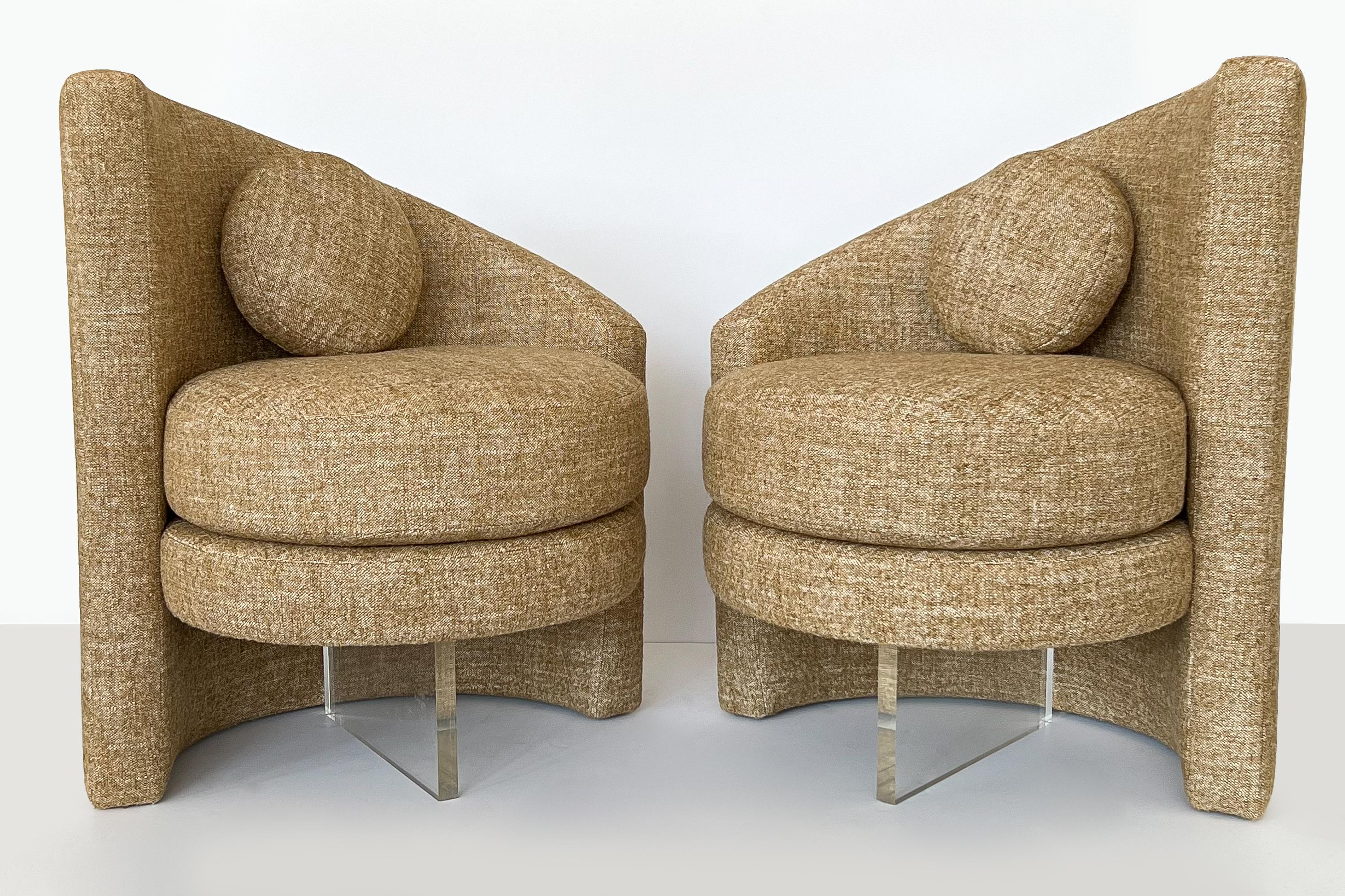Late 20th Century Pair Asymmetrical Postmodern Lounge Chairs