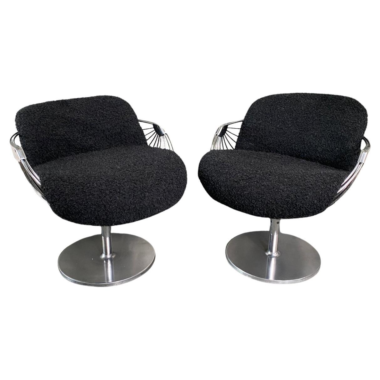 Pair "ATOMIC BALL CHAIRS"  by  Rudi Verselst for Novalux, Space Age,  1974. For Sale