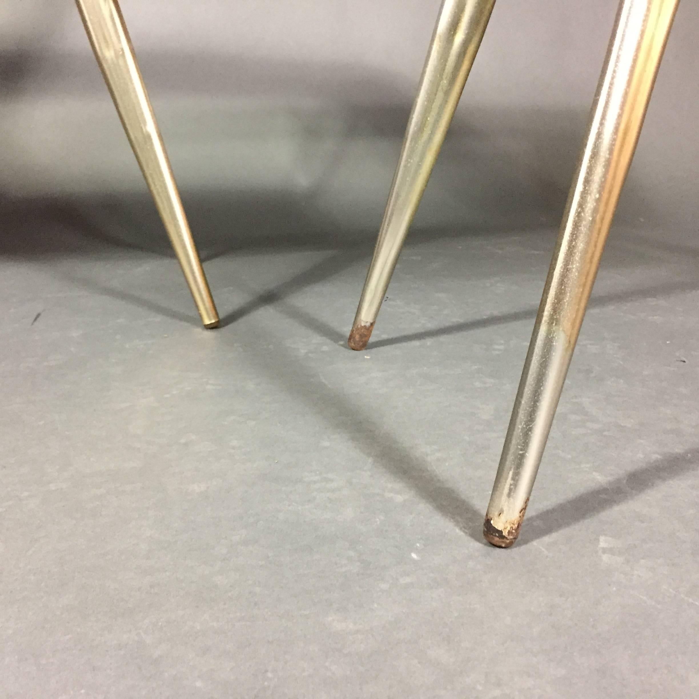 American Pair of Atomic Metal and Glass Side Tables, USA, 1970 For Sale