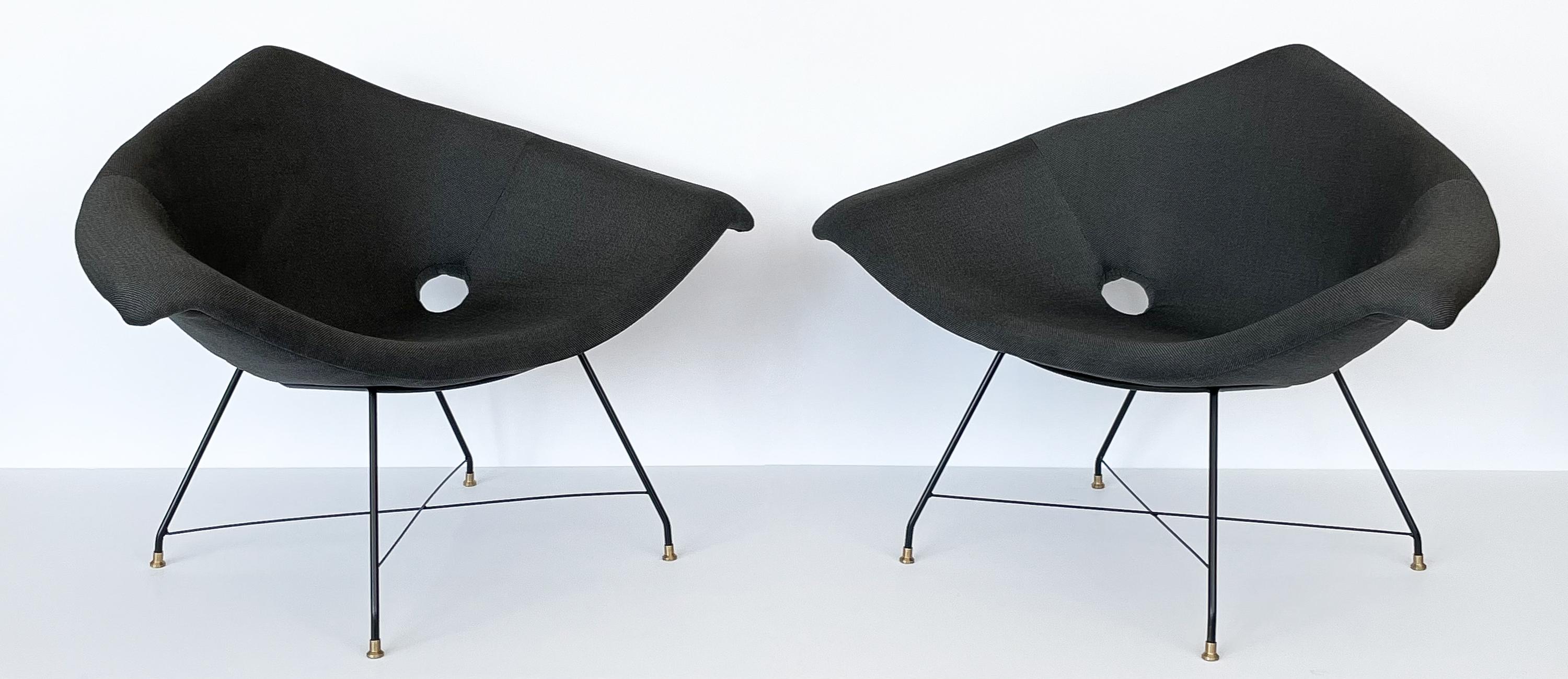 Italian Pair of Augusto Bozzi Cosmos Lounge Chairs for Saporiti