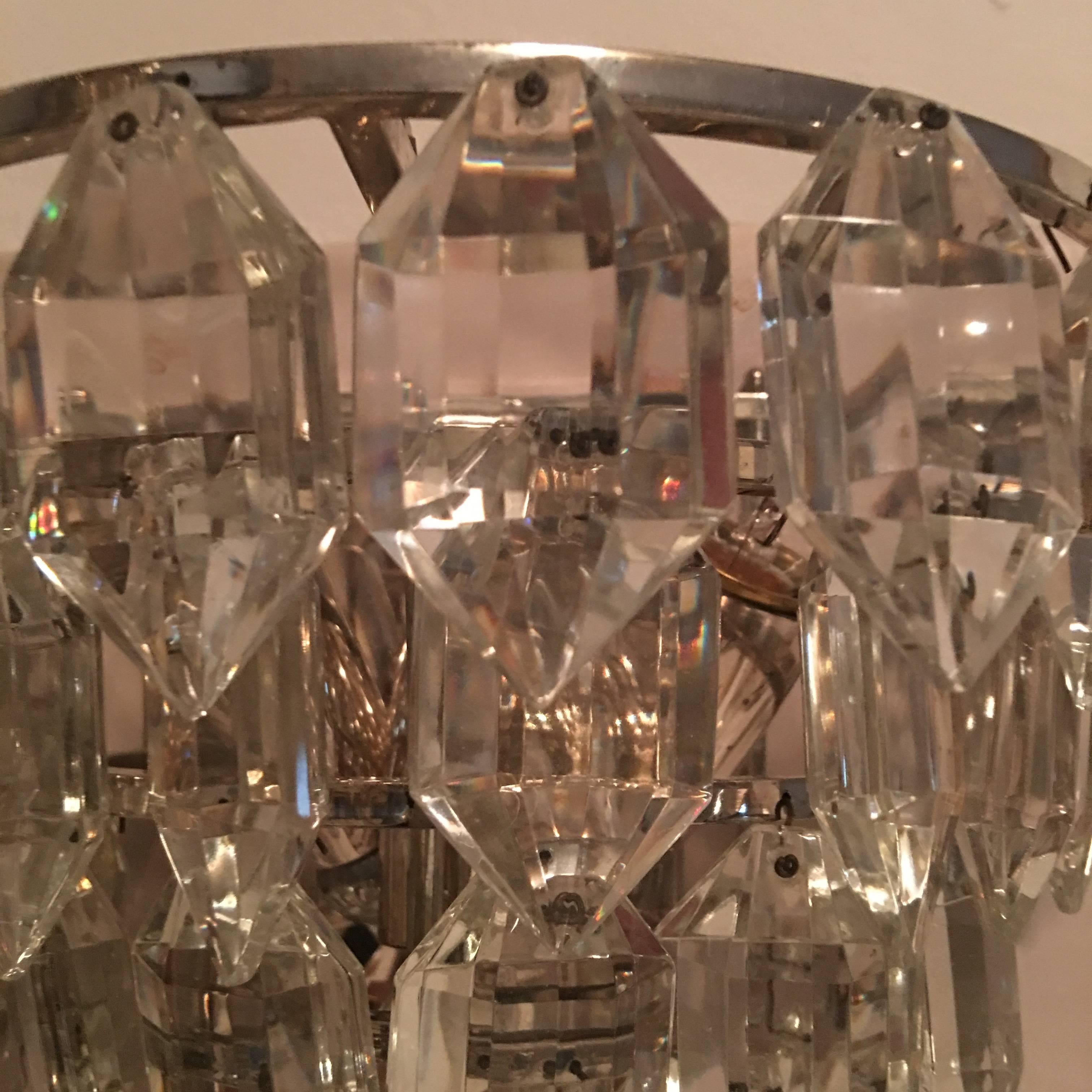 Pair of lovely Austrian Tiered Crystal Glass Sconces  For Sale 3