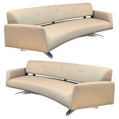 Pair available Vladimir Kagan for Grosfeld House rare four-seat curved sofa