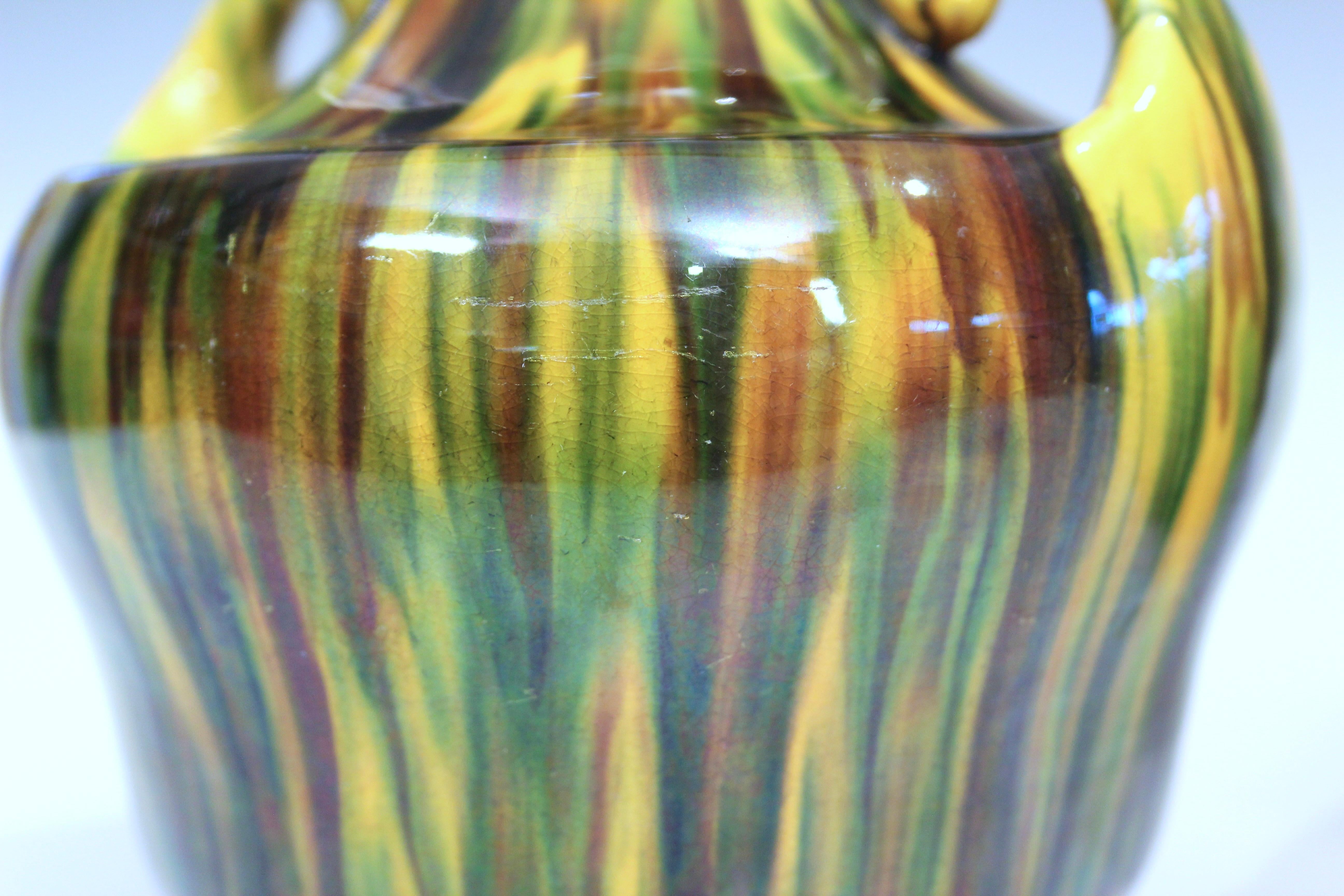 Coppia di vasi Awaji Pottery Yellow Flambe in vendita 2