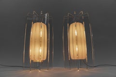 Pair Awesome of Large Acrylic Fan Wall Lamps, 1950s