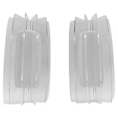 Retro Pair Awesome of Large Acrylic Fan Wall Lamps, 1950s 