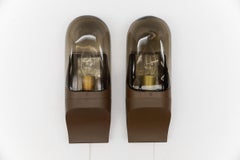 A Pair Rare Smoked Glass Wall Lamps, 1960s