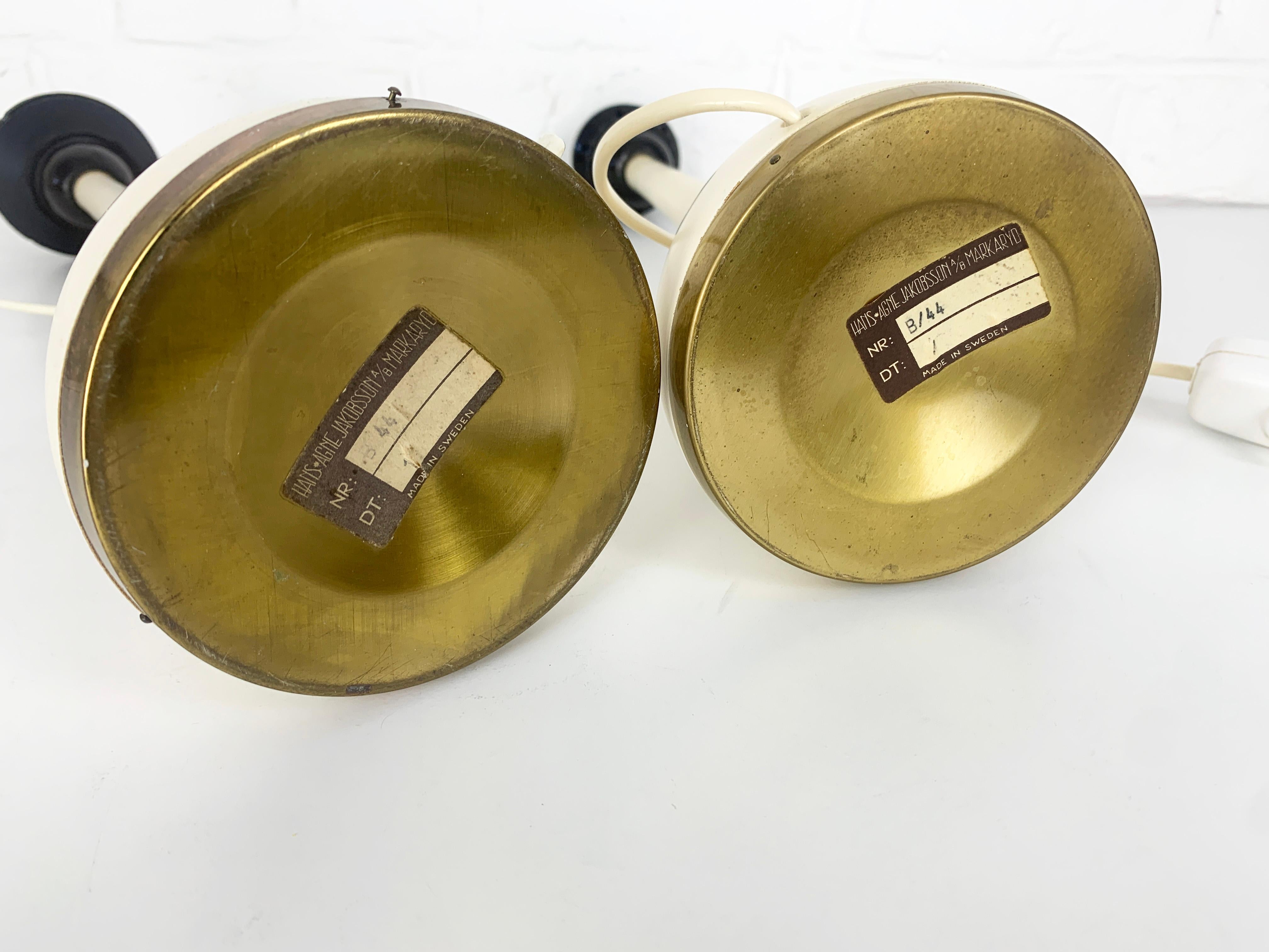 Pareja de lámparas de mesa B-44 de Hans-Agne Jakobsson para AB Markaryd, Suecia, años 60 en venta 5