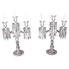 Paar Baccarat 3 Lichter Kandelaber