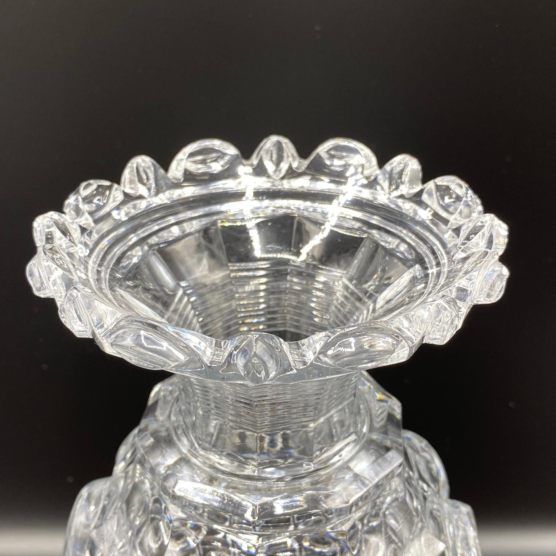 Pair of Baccarat Attributed Cut Crystal Vases In Good Condition In New York, NY