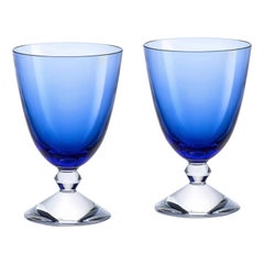 Pair of Baccarat Crystal Water Glasses Light Blue